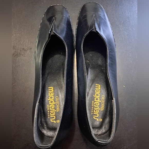 Vintage California Magdesians Black Nappa Leather Pump    Size 10 - Picture 5 of 10